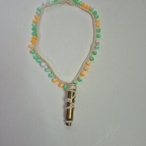 Handcrafted Beaded Necklace with Gold Pendant